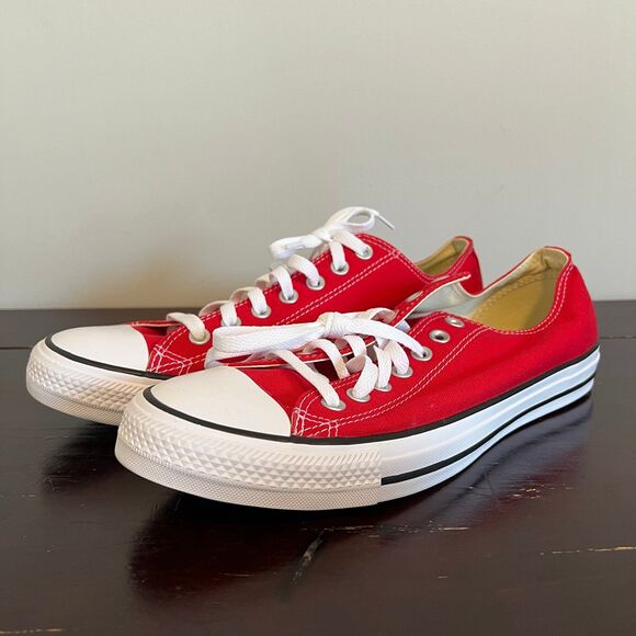CONVERSE All Star UNISEX Sneakers Low Top Lace Up Red and White - Picture 6 of 10